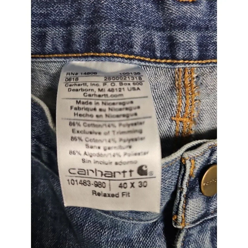 Carhartt Jeans‎ Mens 40x30 Relaxed Fit Blue